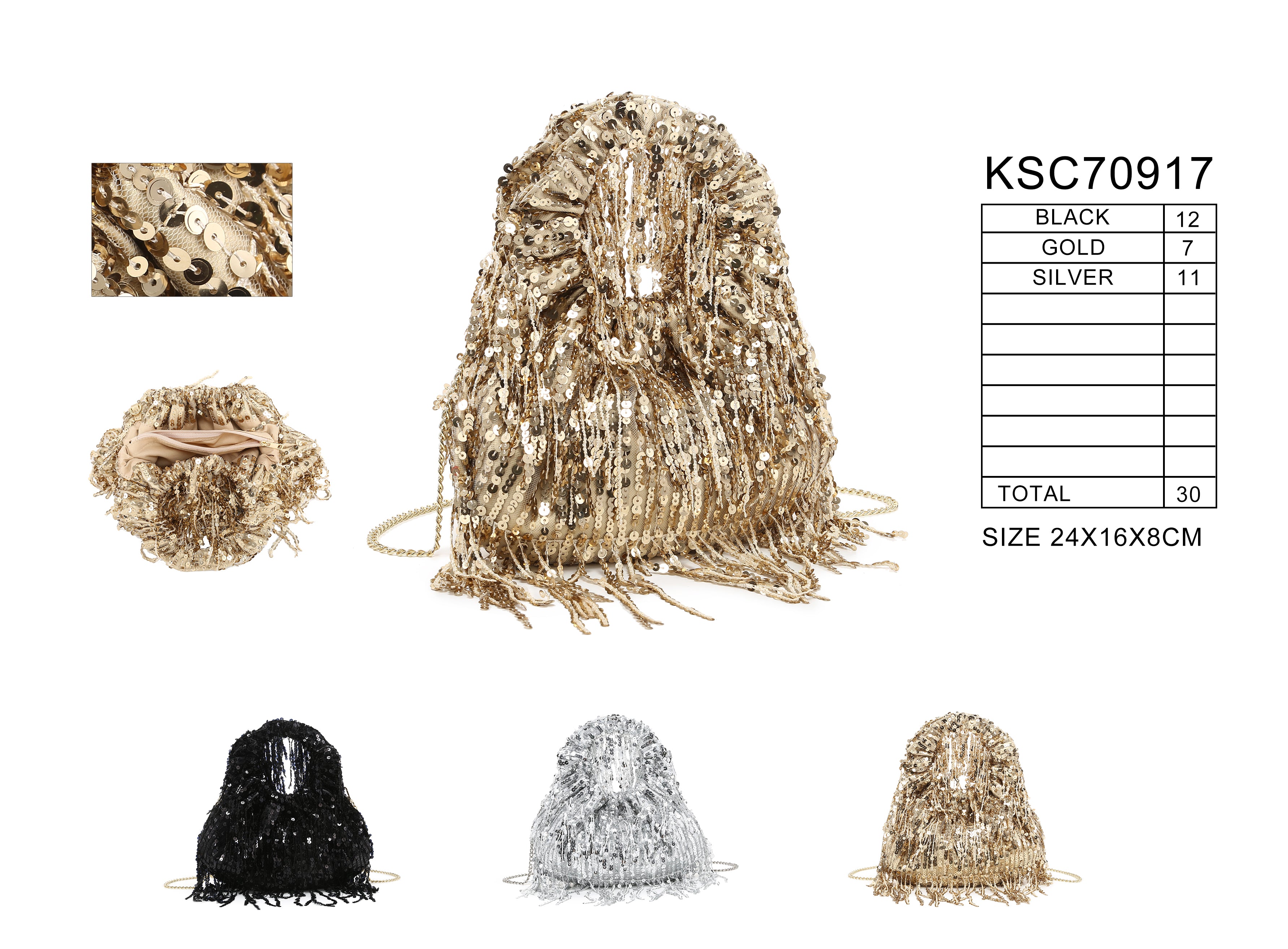 Sequin Fringe Party Series Bucket Bag