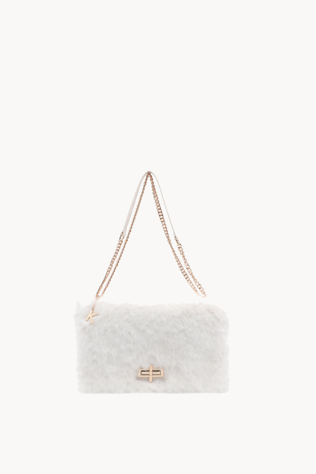 Borsa a spalla effetto pelliccia con catena