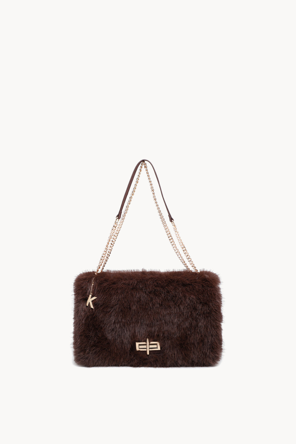 Borsa a spalla effetto pelliccia con catena