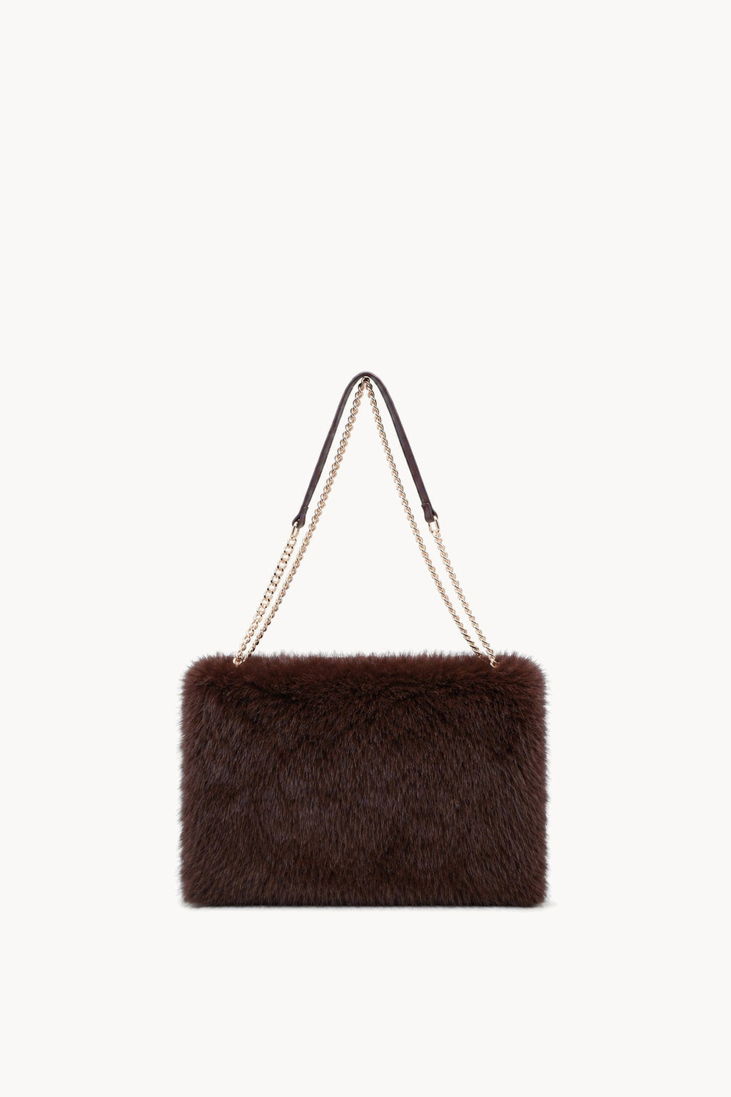 Borsa a spalla effetto pelliccia con catena Brown