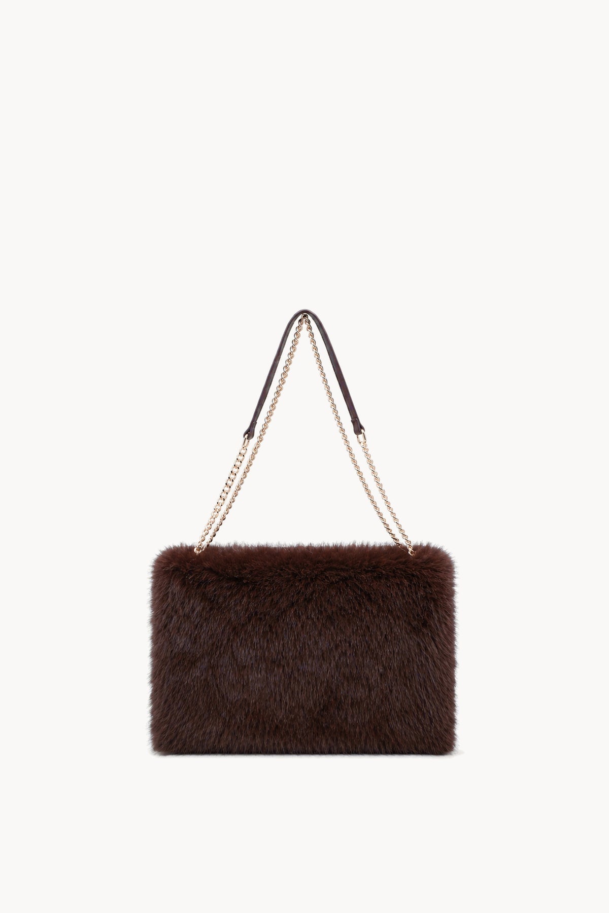 Borsa a spalla effetto pelliccia con catena Brown