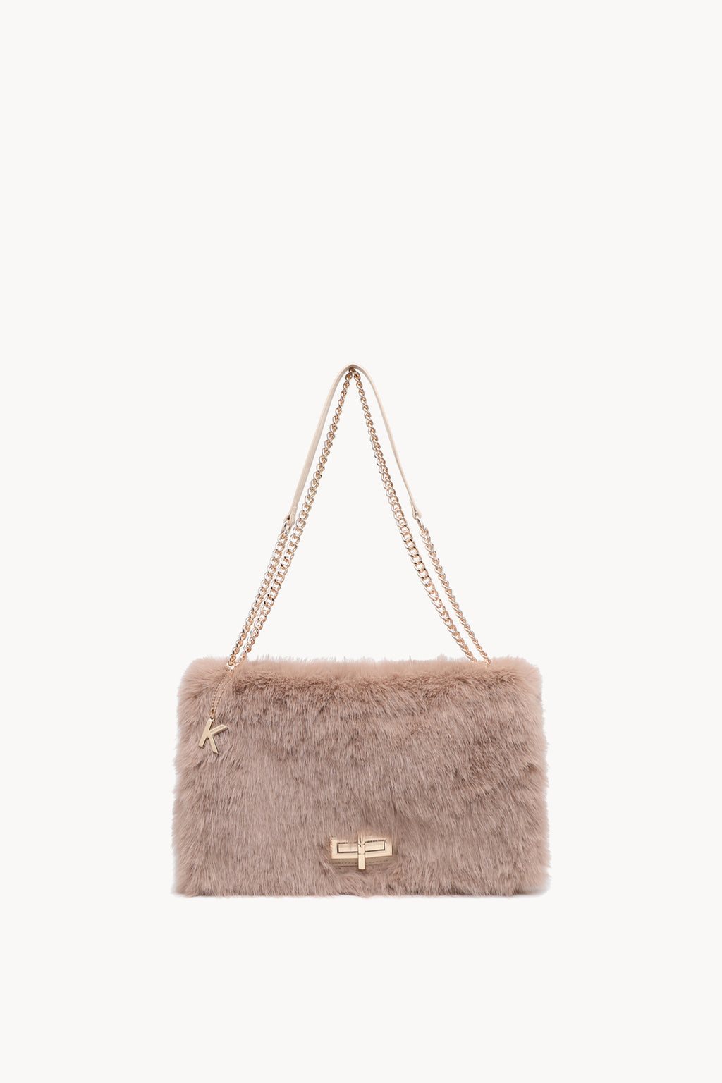 Borsa a spalla effetto pelliccia con catena