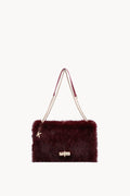 Borsa a spalla effetto pelliccia con catena Wine
