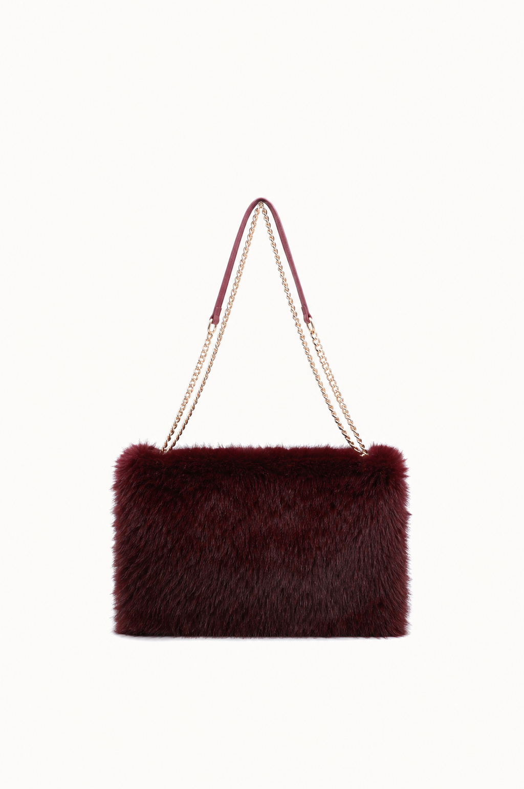 Borsa a spalla effetto pelliccia con catena Wine