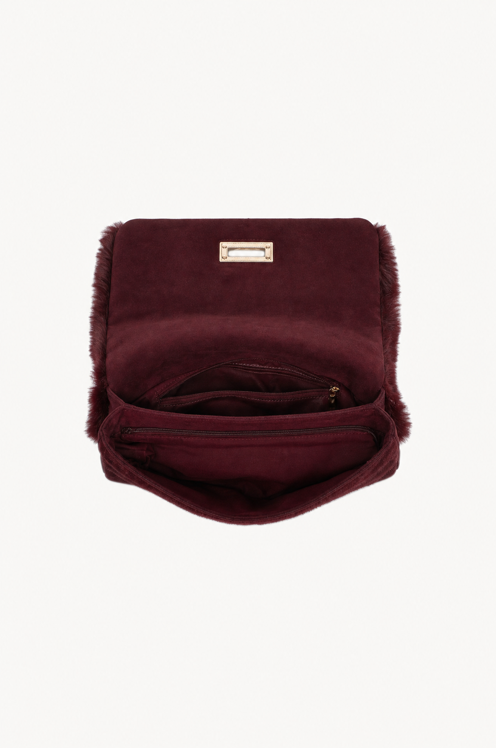Borsa a spalla effetto pelliccia con catena Wine