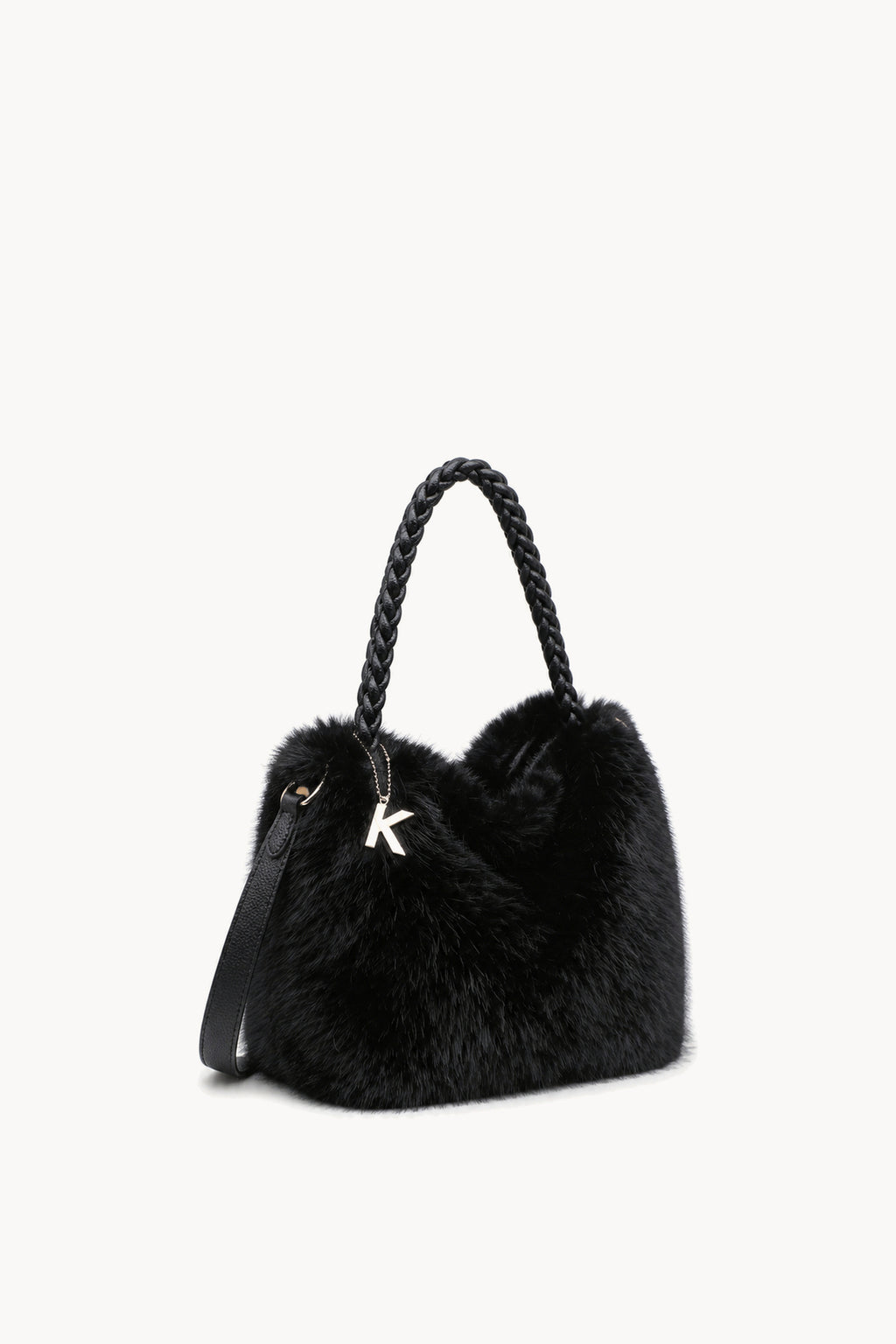 Kassandra & Co Borsa hobo effetto pelliccia con manico intrecciato