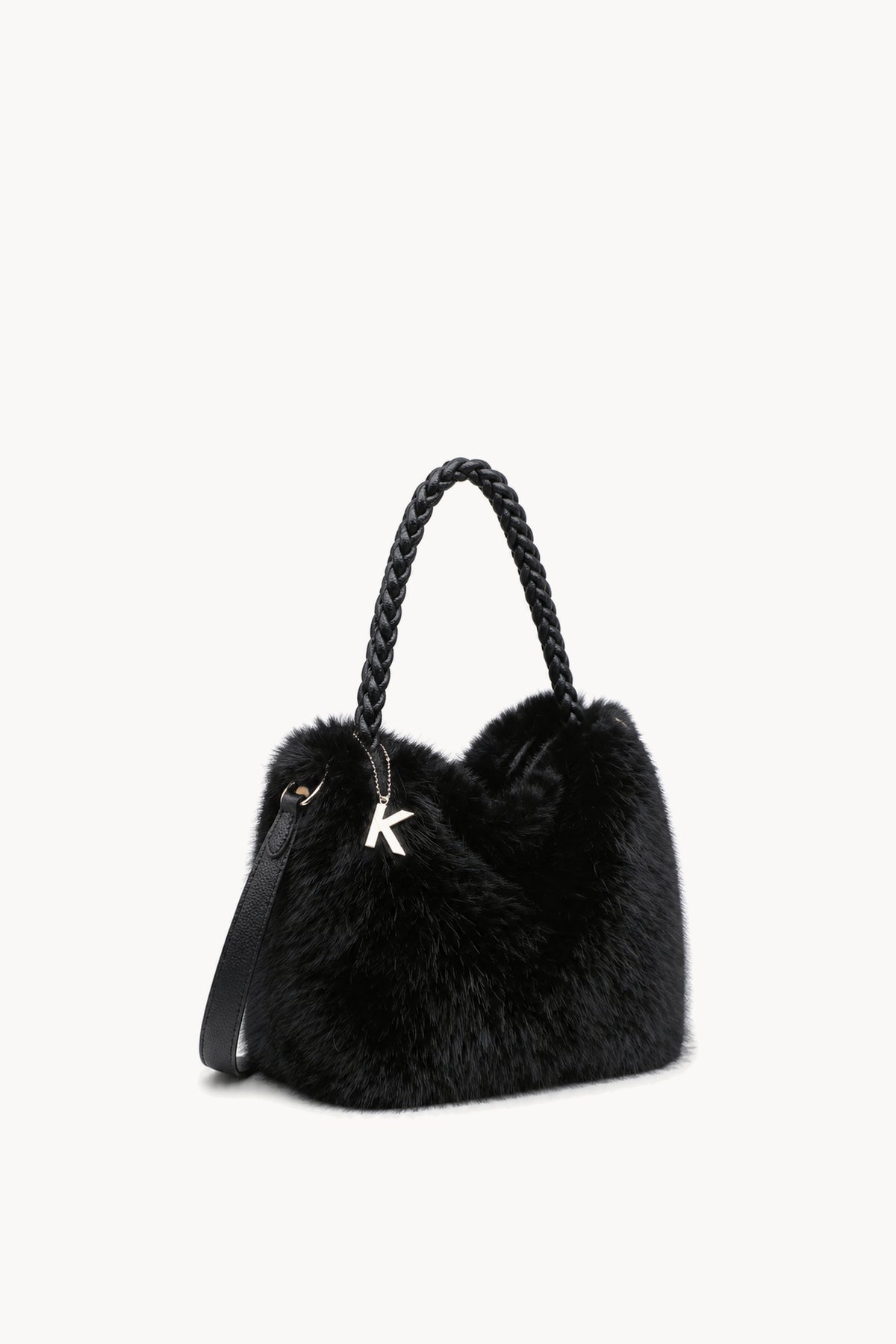 Kassandra & Co Borsa hobo effetto pelliccia con manico intrecciato