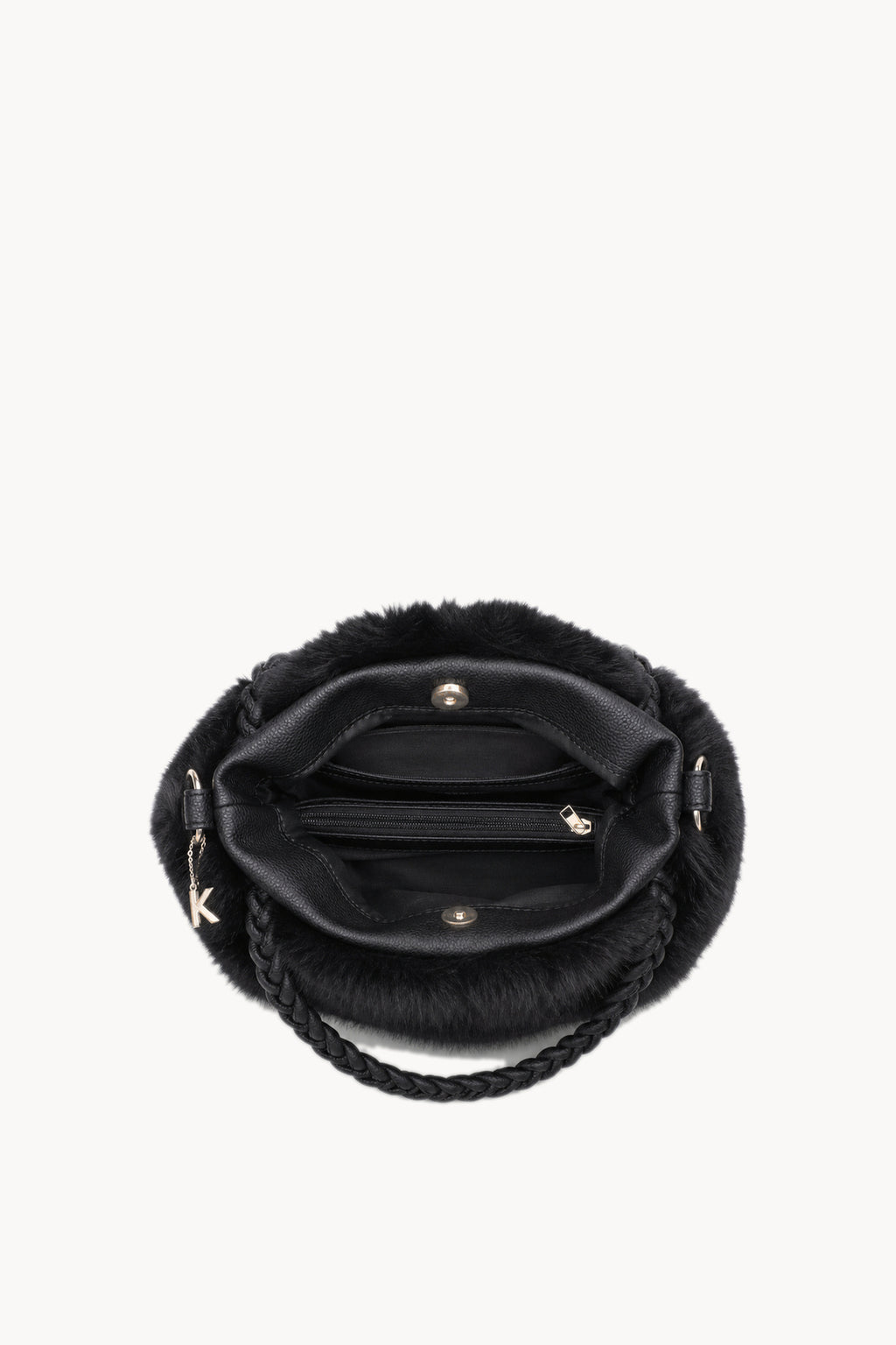 Kassandra & Co Borsa hobo effetto pelliccia con manico intrecciato