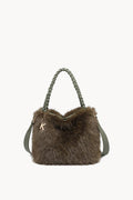 Borsa hobo effetto pelliccia con manico intrecciato Green