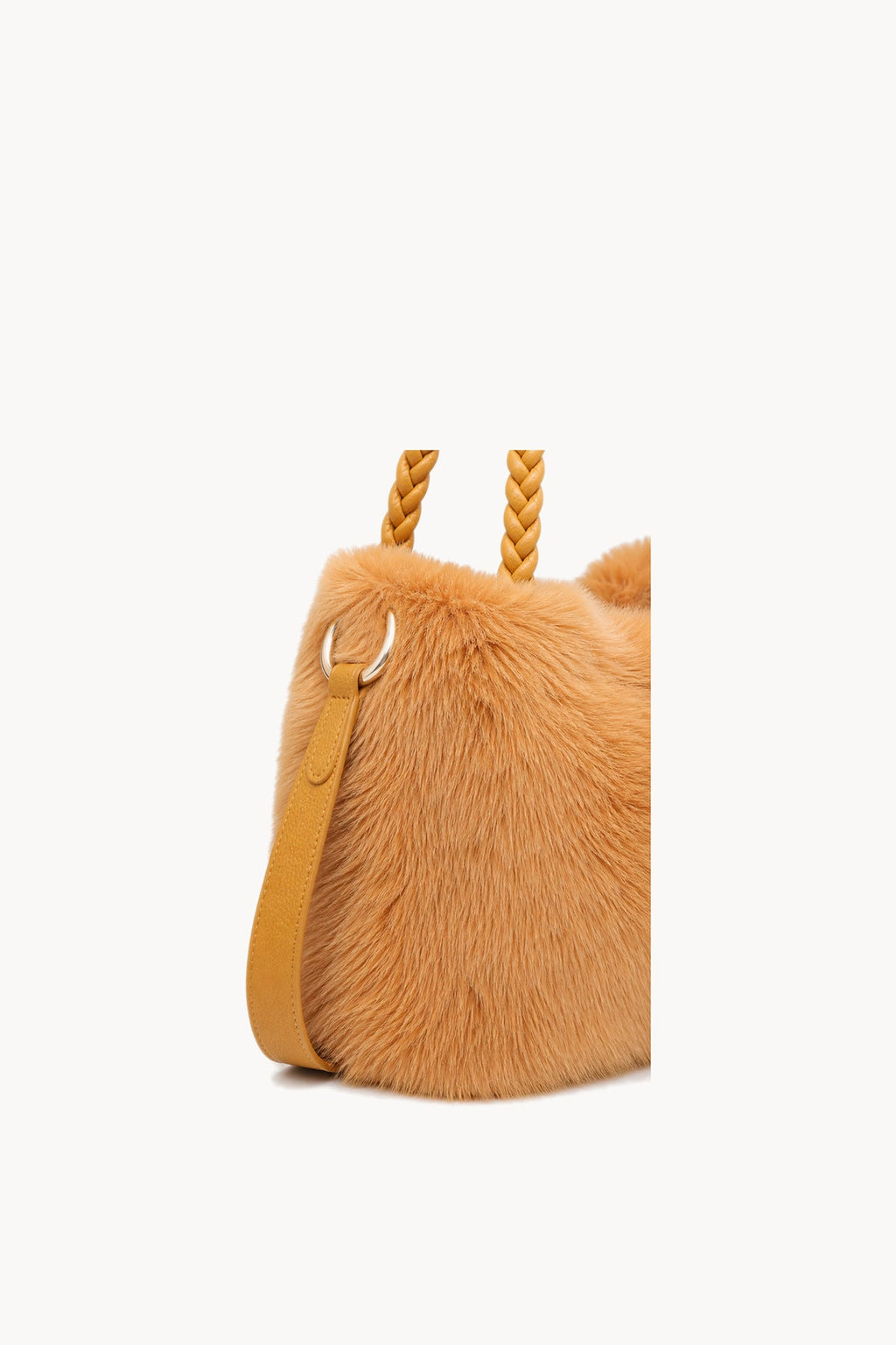 Borsa hobo effetto pelliccia con manico intrecciato Yellow