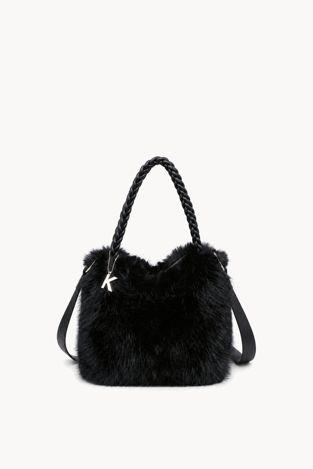 Kassandra & Co Borsa hobo effetto pelliccia con manico intrecciato