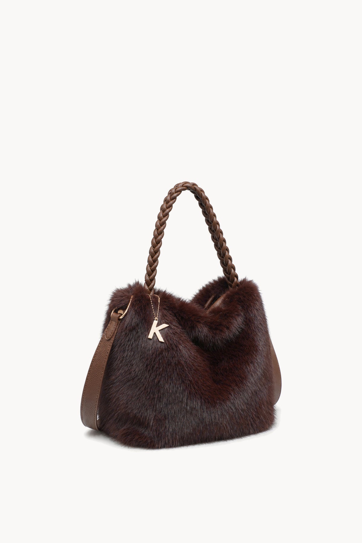 Kassandra & Co Borsa hobo effetto pelliccia con manico intrecciato