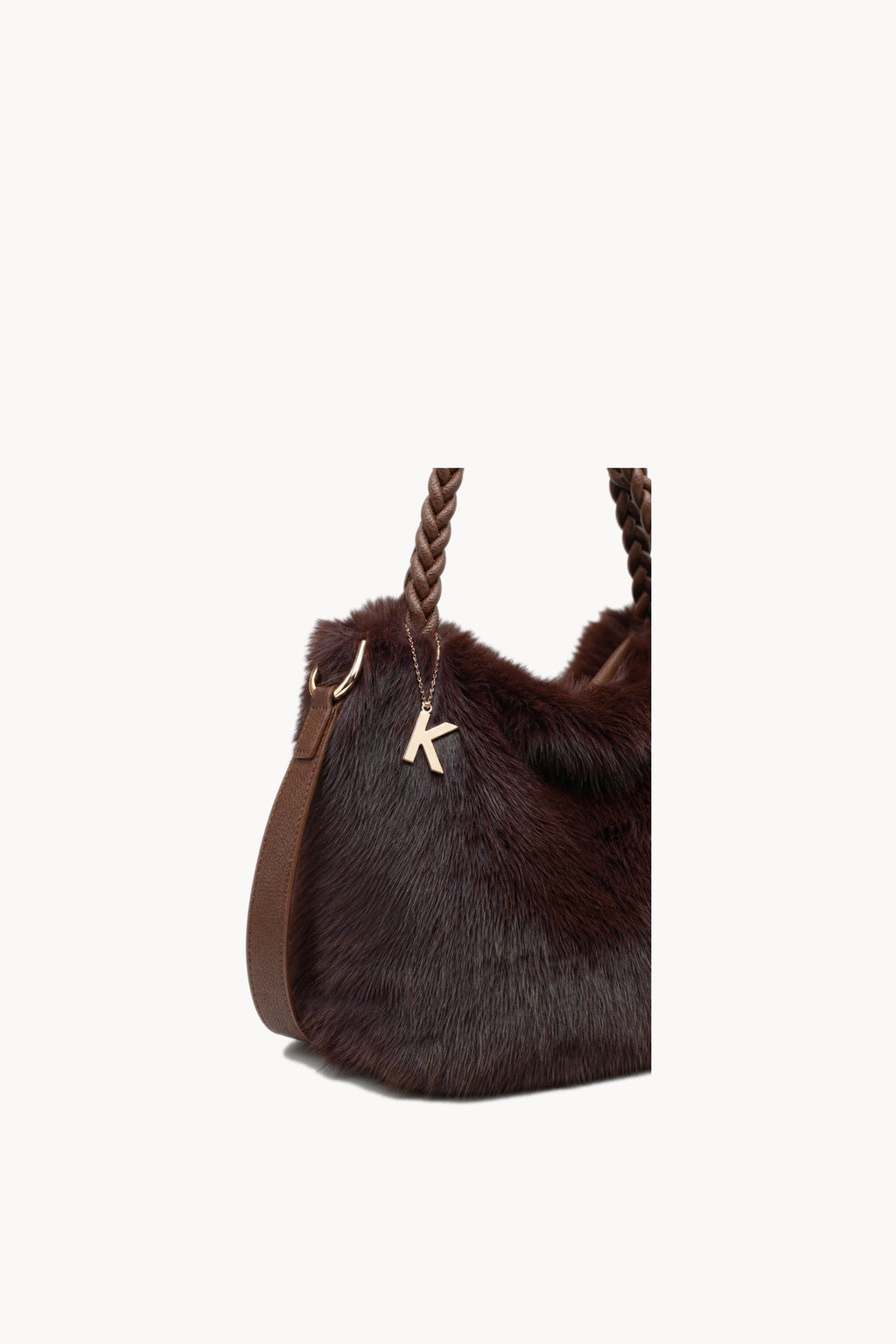 Kassandra & Co Borsa hobo effetto pelliccia con manico intrecciato