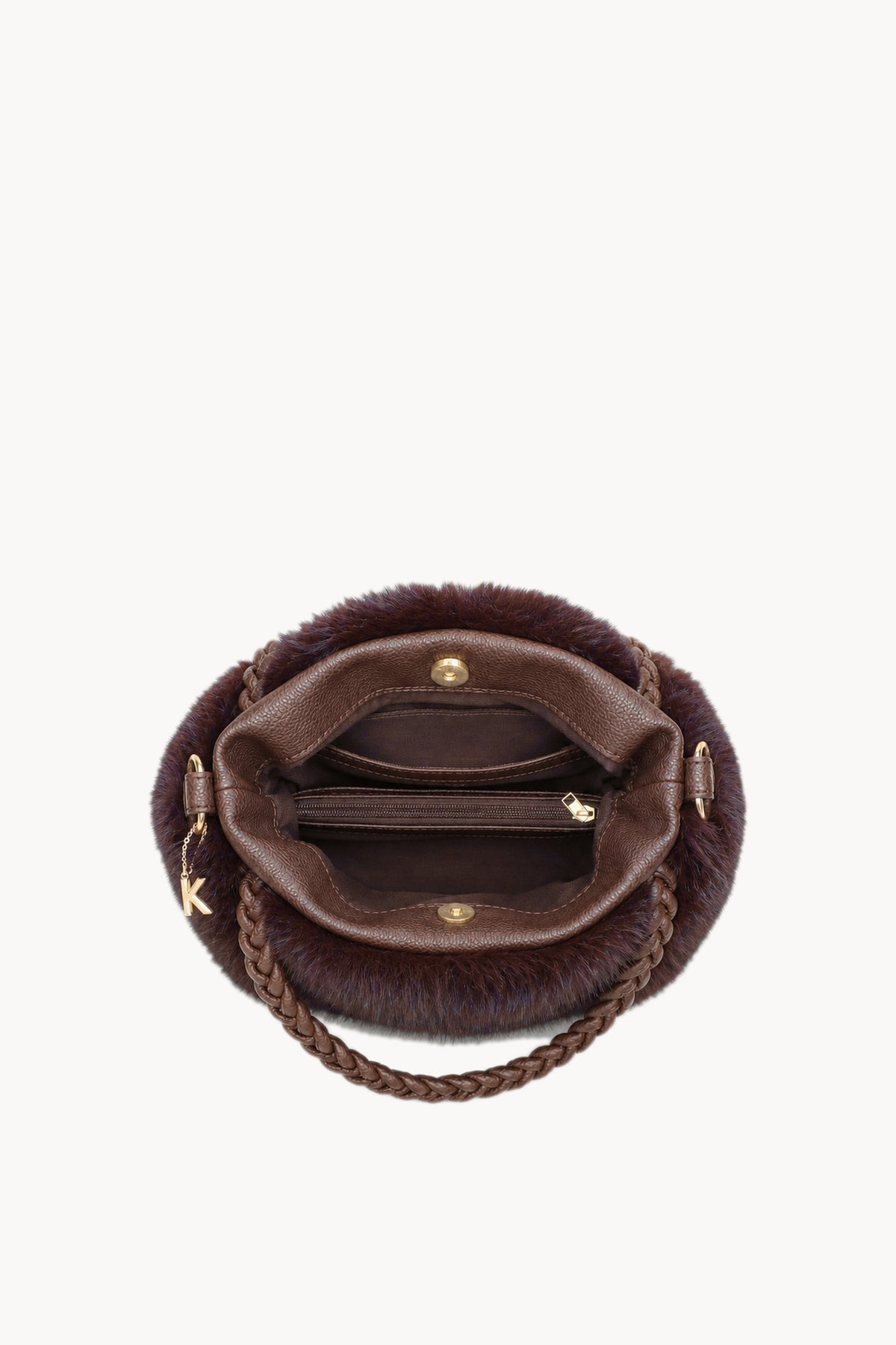 Kassandra & Co Borsa hobo effetto pelliccia con manico intrecciato