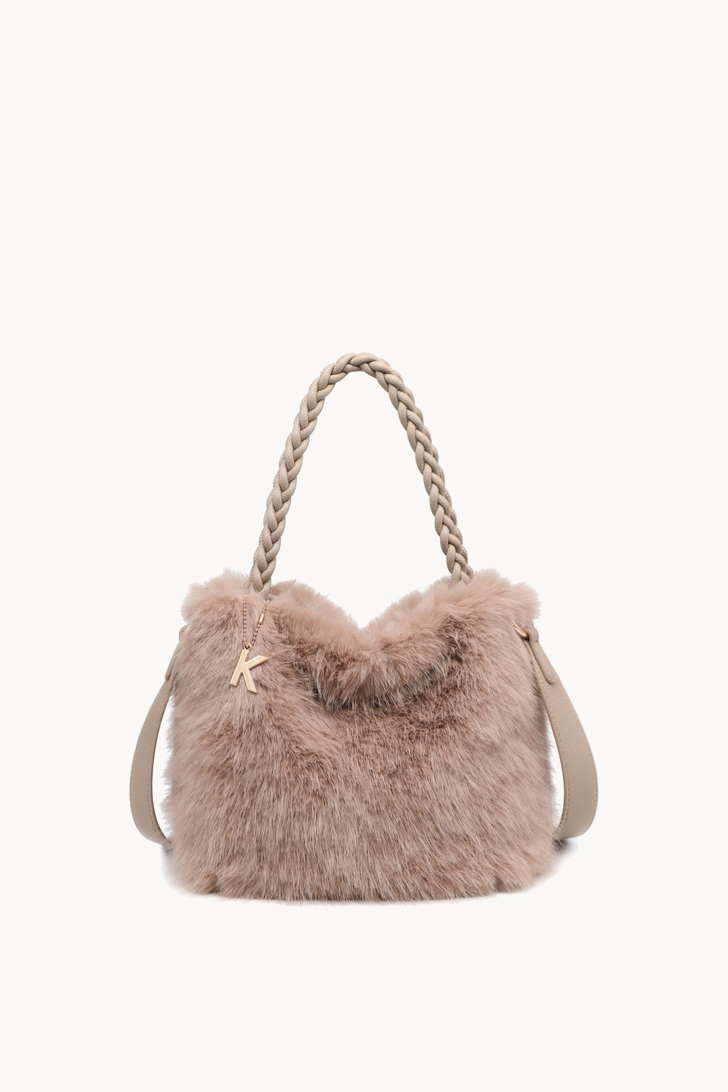 Kassandra & Co Borsa hobo effetto pelliccia con manico intrecciato