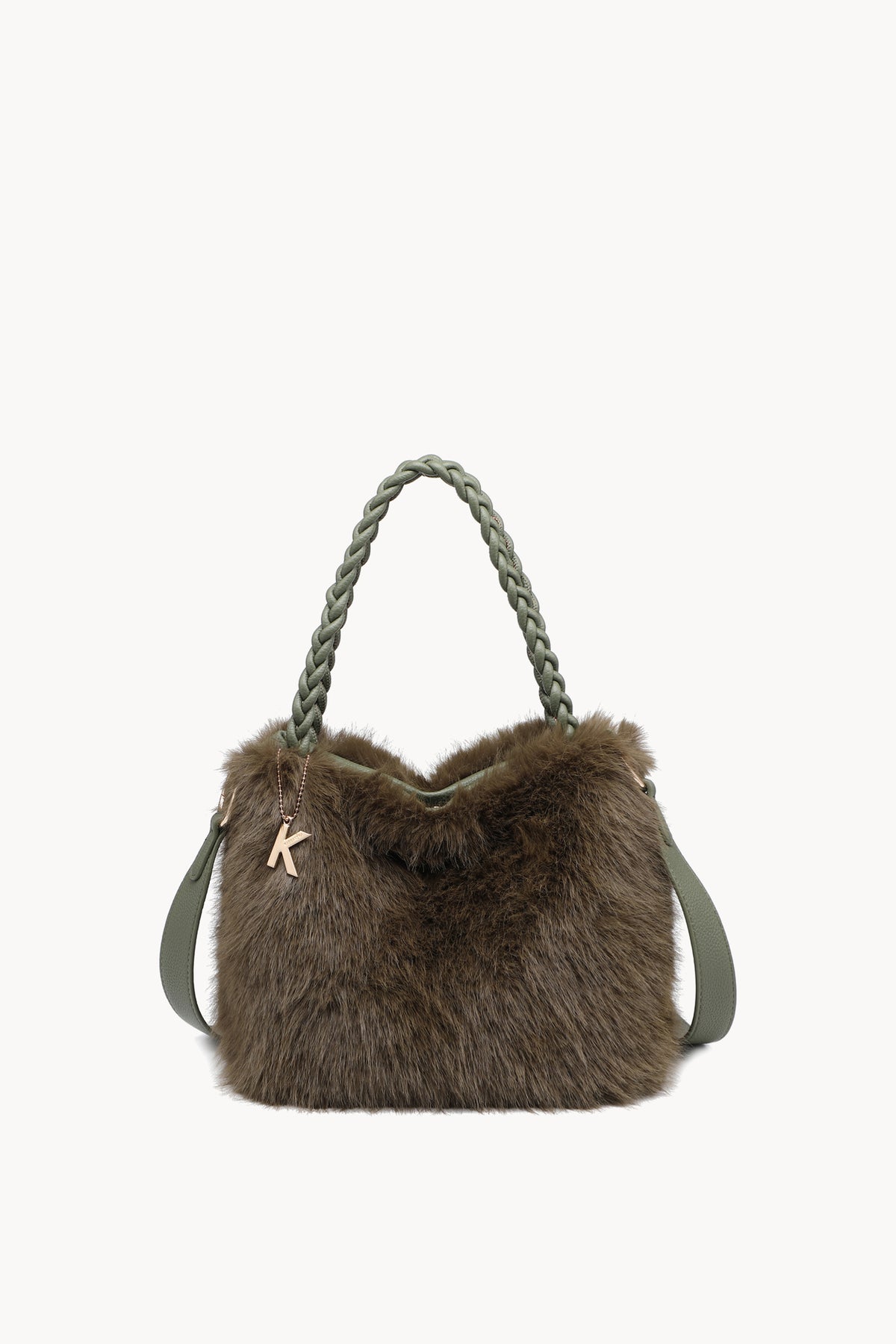 Kassandra & Co Borsa hobo effetto pelliccia con manico intrecciato