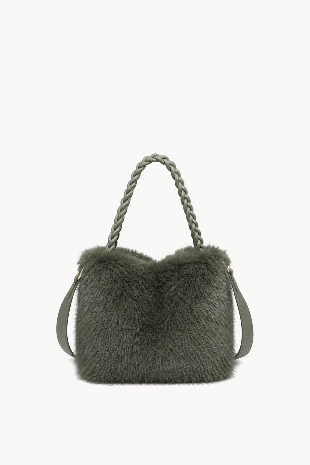 Kassandra & Co Borsa hobo effetto pelliccia con manico intrecciato