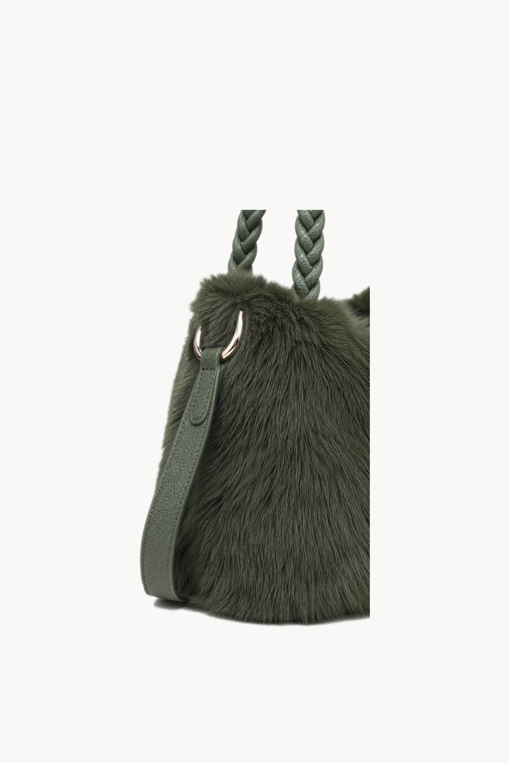 Kassandra & Co Borsa hobo effetto pelliccia con manico intrecciato