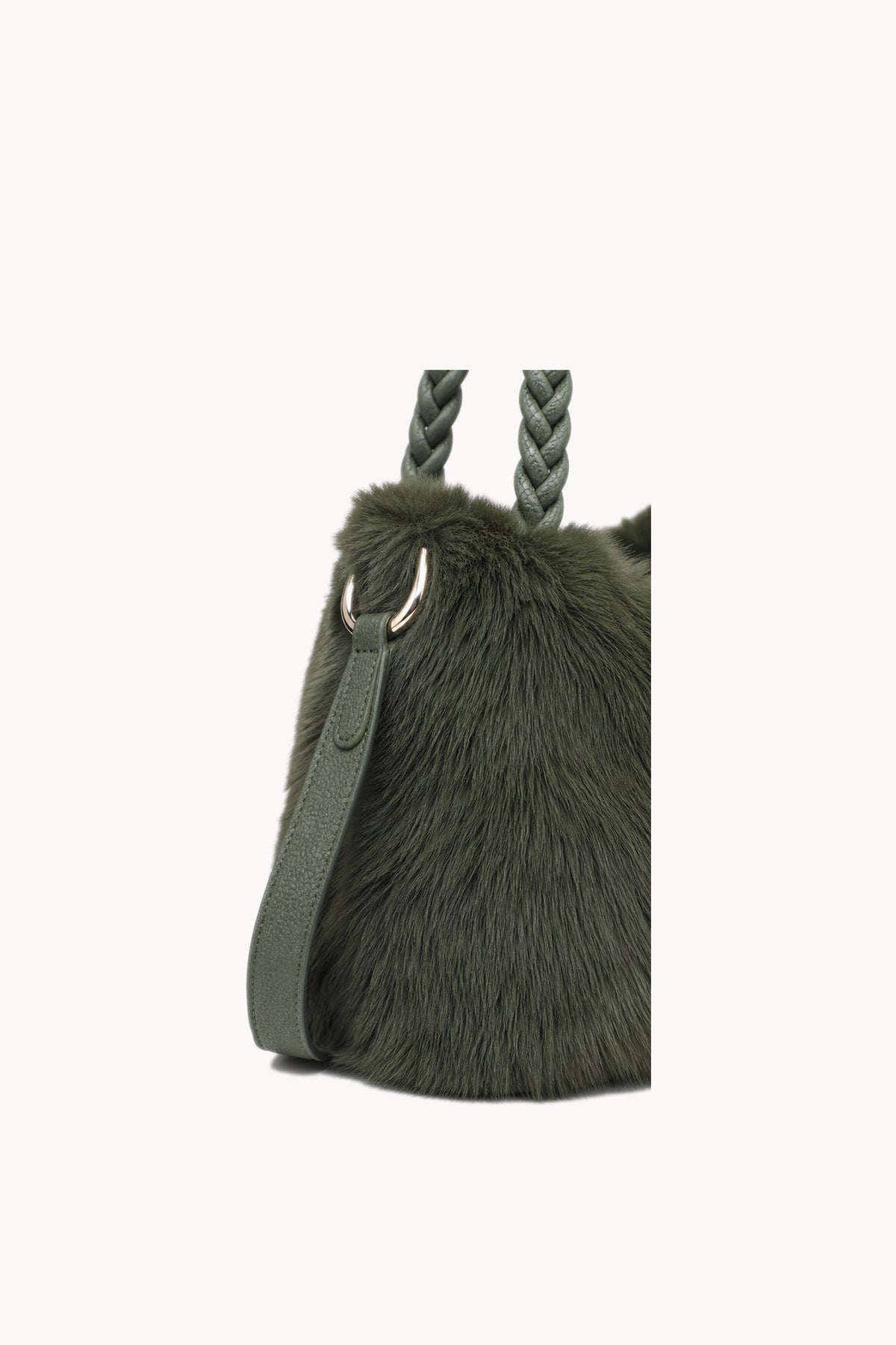 Kassandra & Co Borsa hobo effetto pelliccia con manico intrecciato