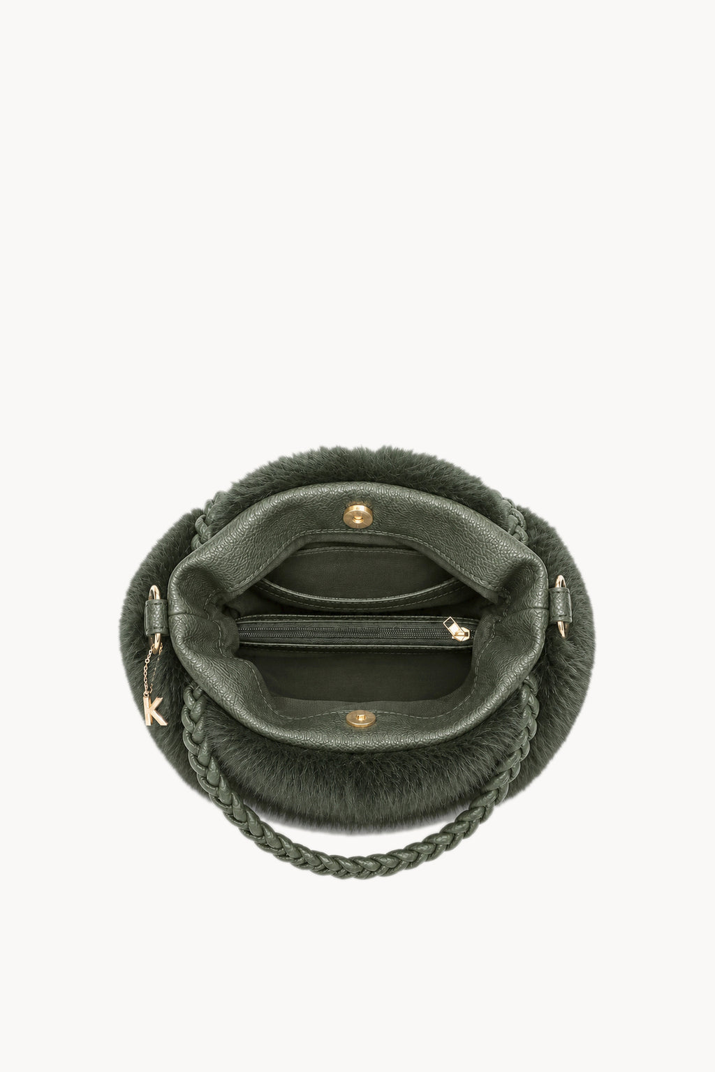 Kassandra & Co Borsa hobo effetto pelliccia con manico intrecciato