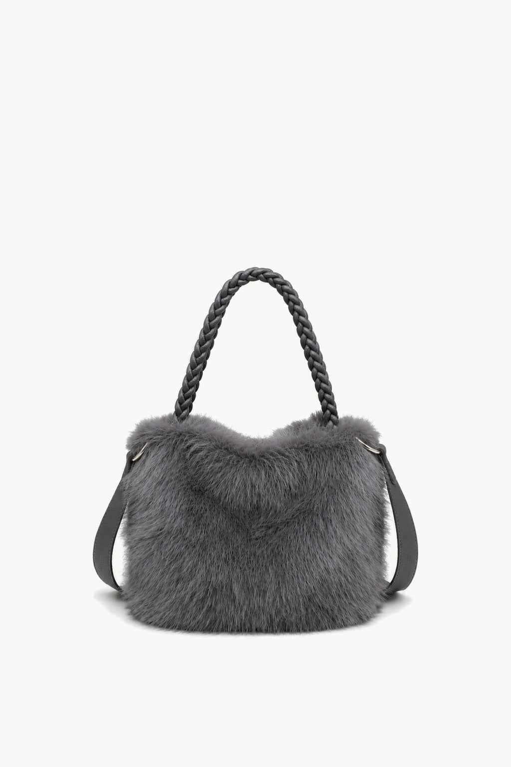 Kassandra & Co Borsa hobo effetto pelliccia con manico intrecciato