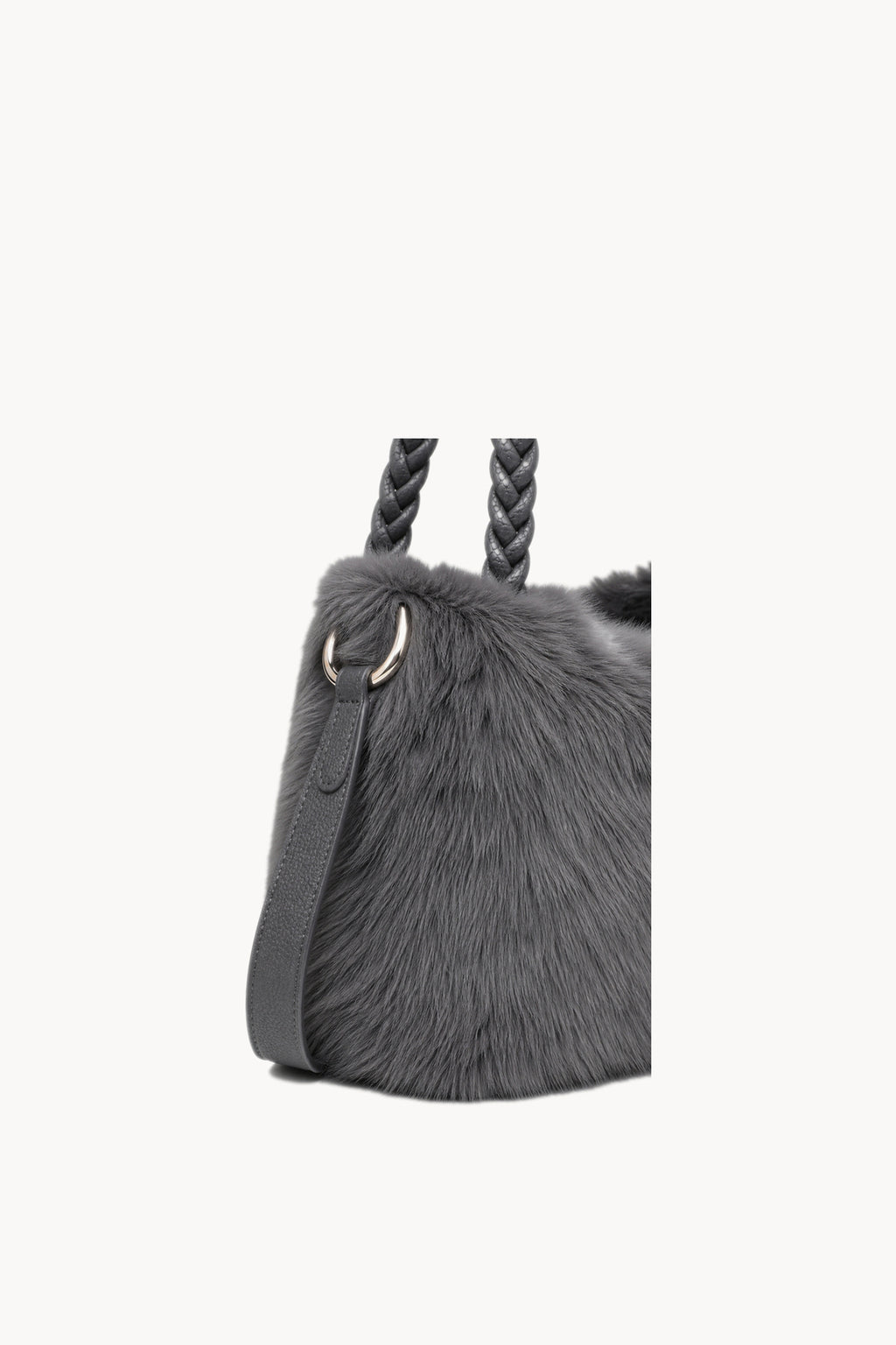 Kassandra & Co Borsa hobo effetto pelliccia con manico intrecciato