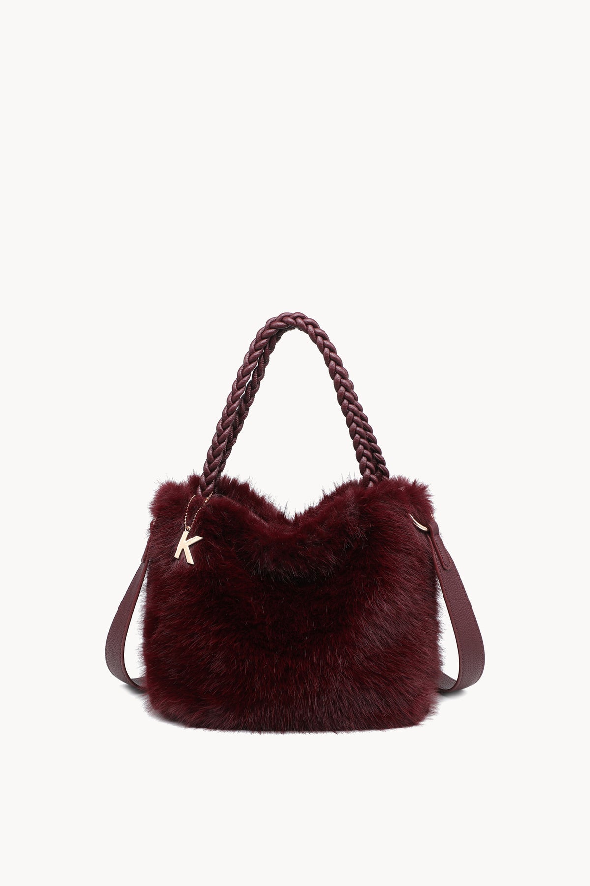 Kassandra & Co Borsa hobo effetto pelliccia con manico intrecciato