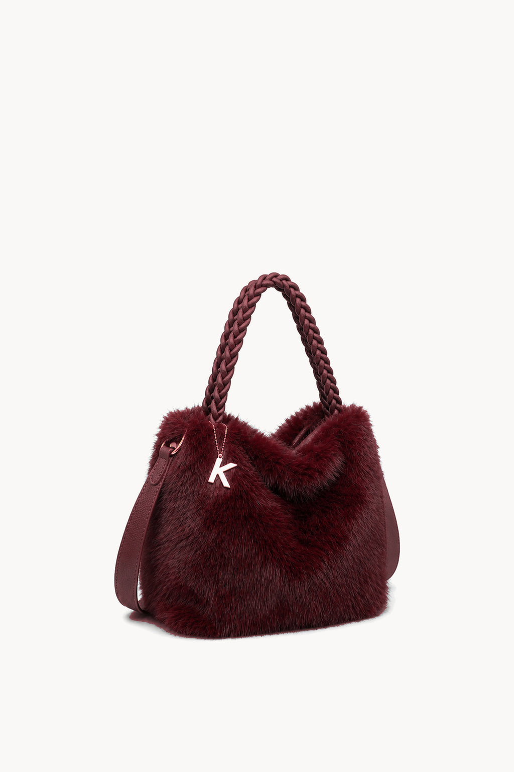 Kassandra & Co Borsa hobo effetto pelliccia con manico intrecciato