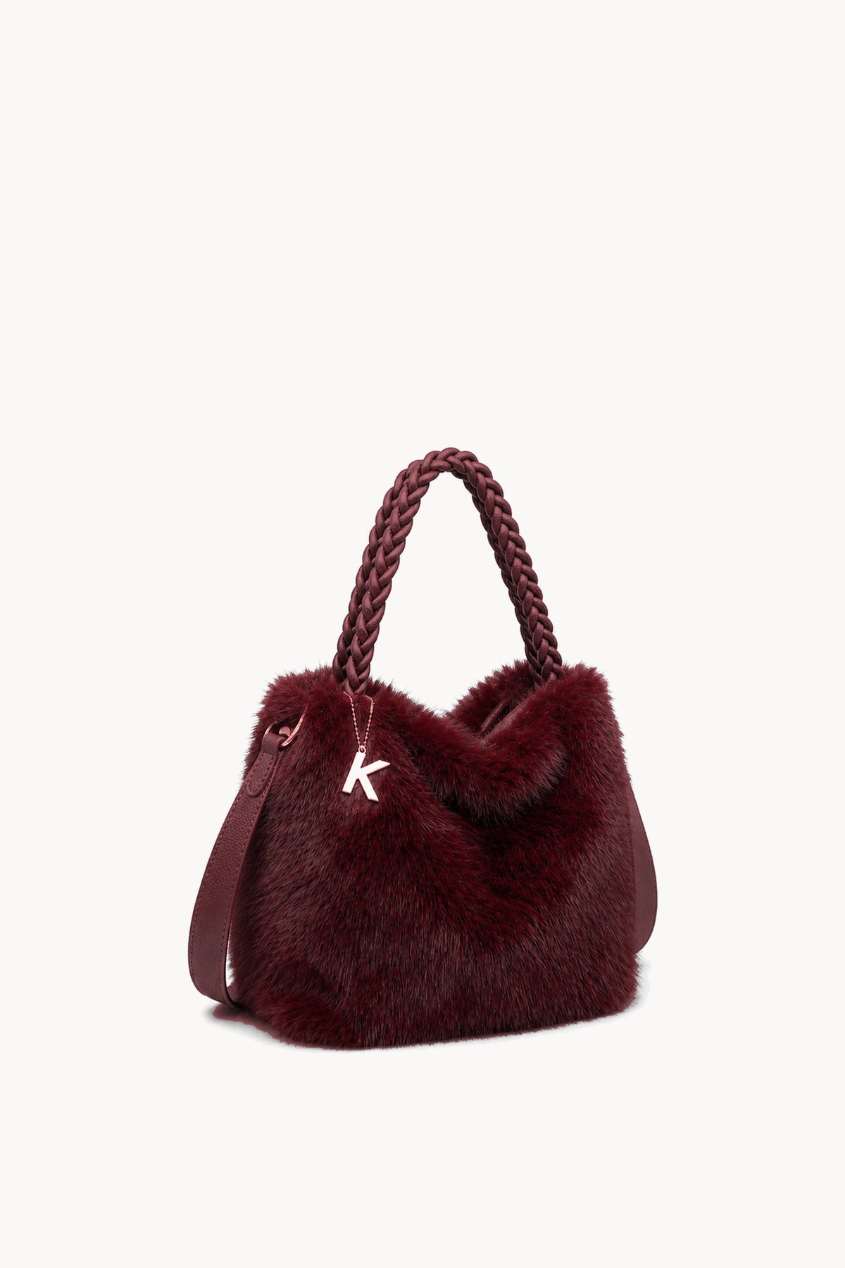 Kassandra & Co Borsa hobo effetto pelliccia con manico intrecciato