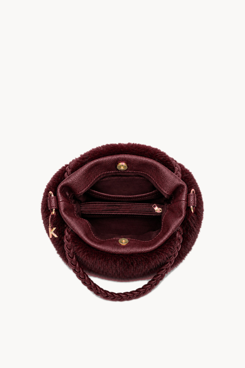 Kassandra & Co Borsa hobo effetto pelliccia con manico intrecciato