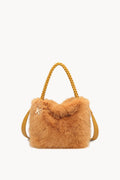 Borsa hobo effetto pelliccia con manico intrecciato Yellow