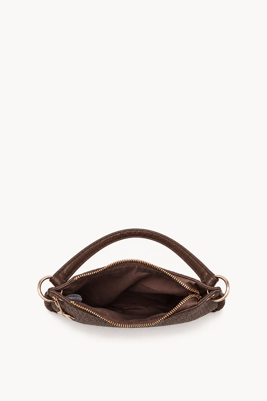 Borsa a spalla con cuciture decorative Brown