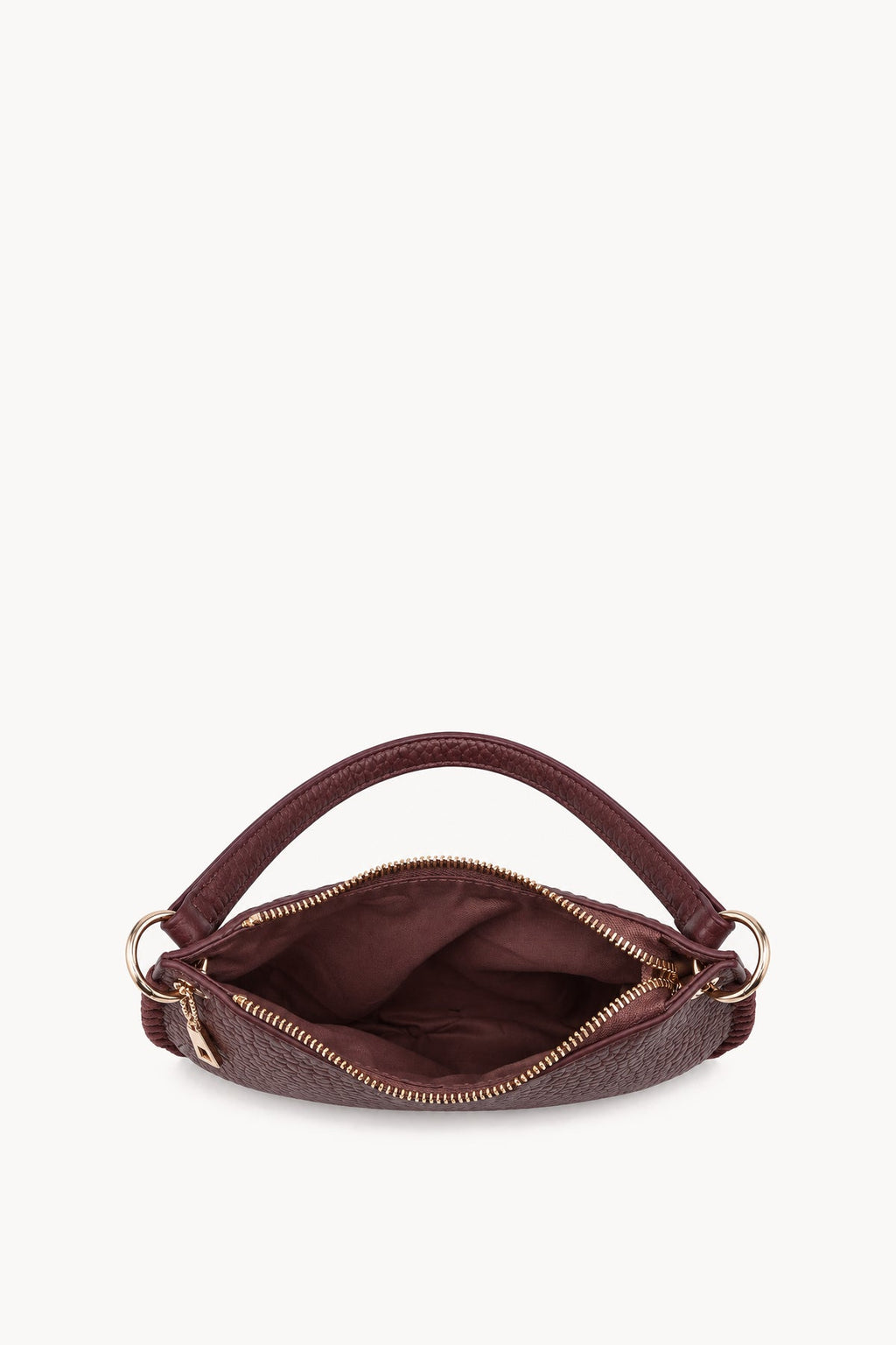Borsa a spalla con cuciture decorative Burgundy