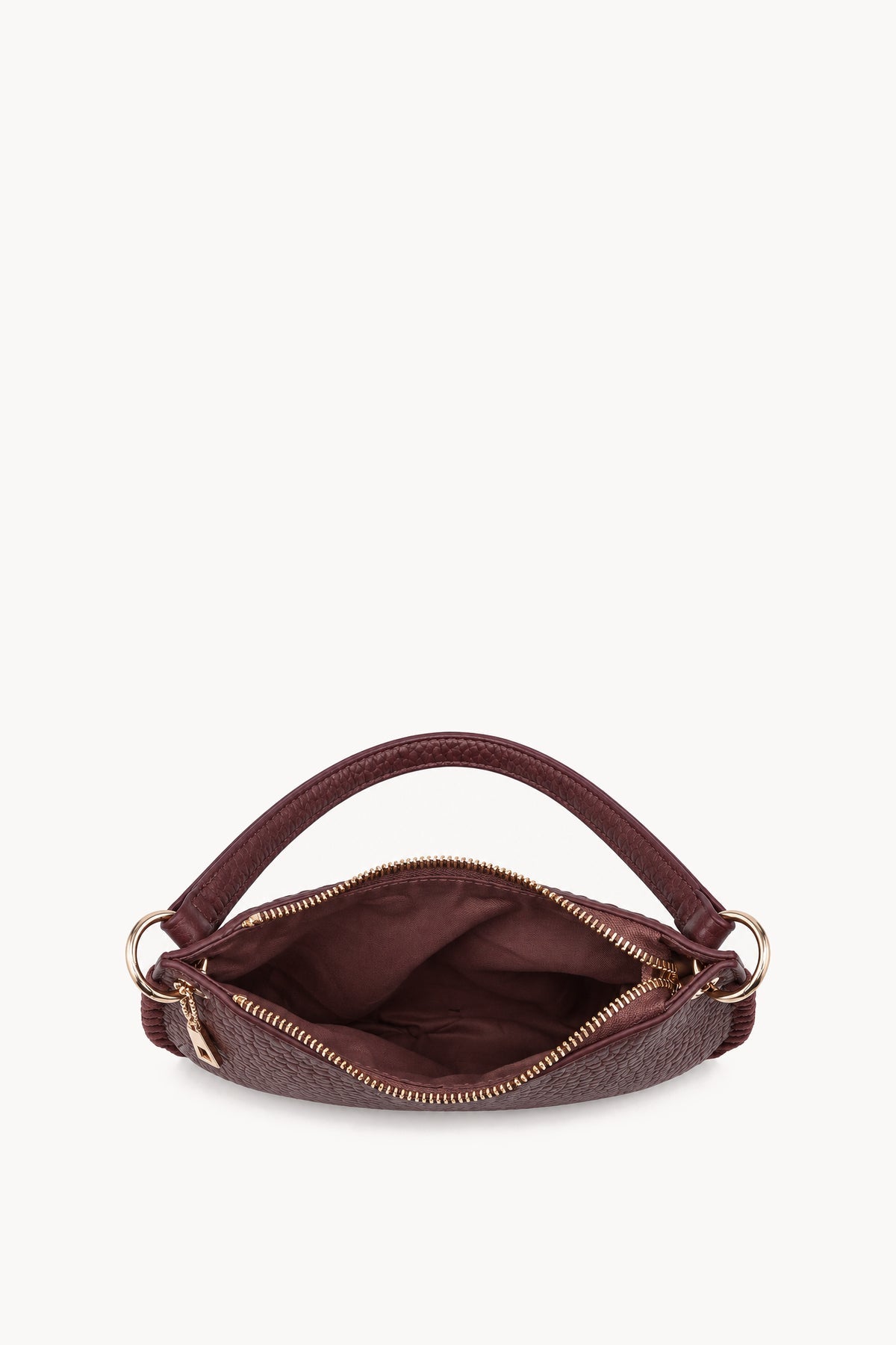 Borsa a spalla con cuciture decorative Burgundy