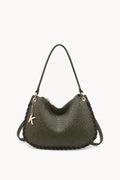 Borsa a spalla con cuciture decorative Green