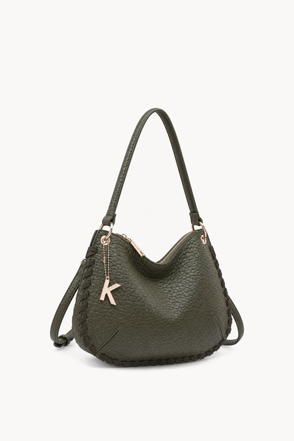 Borsa a spalla con cuciture decorative Green