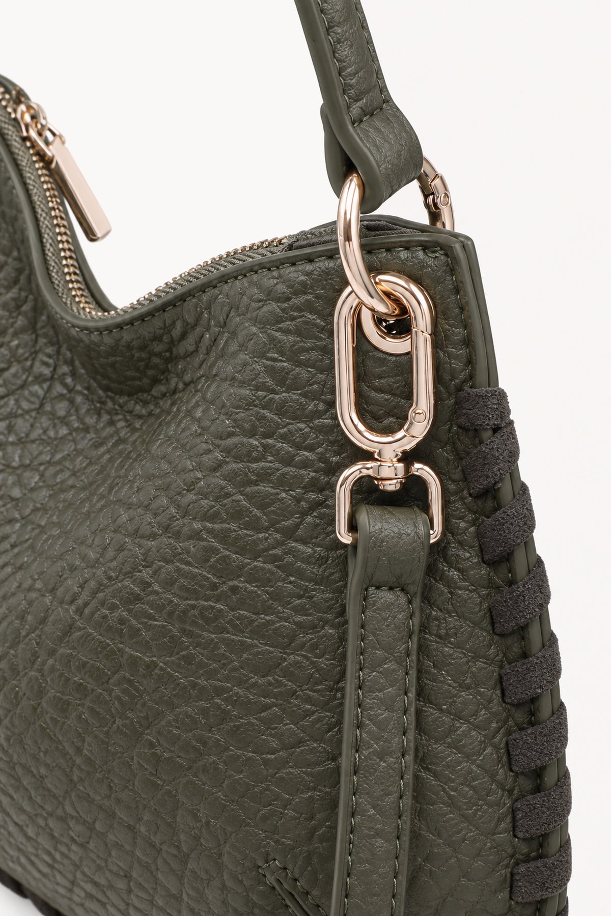 Borsa a spalla con cuciture decorative Green