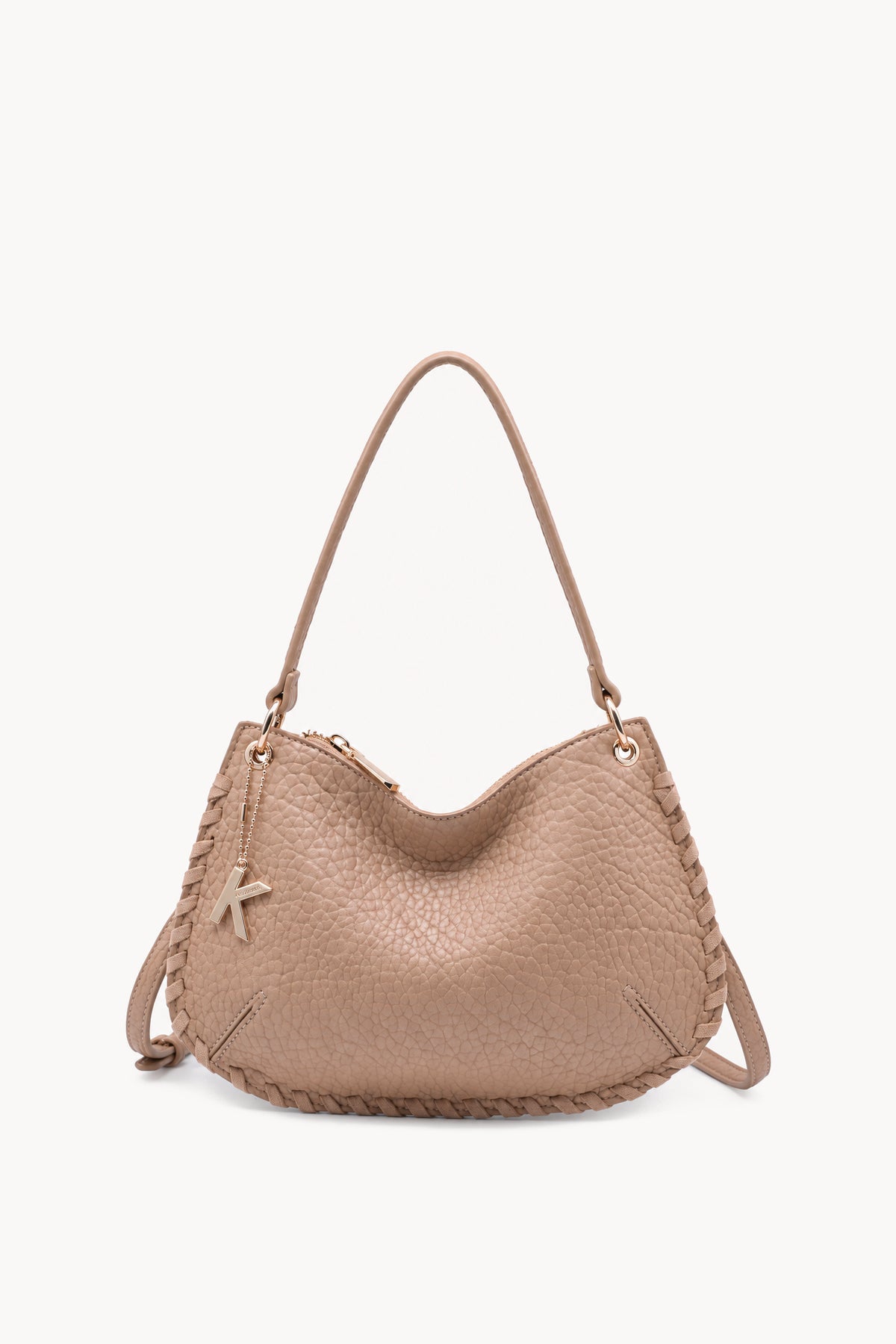 Borsa a spalla con cuciture decorative