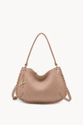 Borsa a spalla con cuciture decorative Taupe