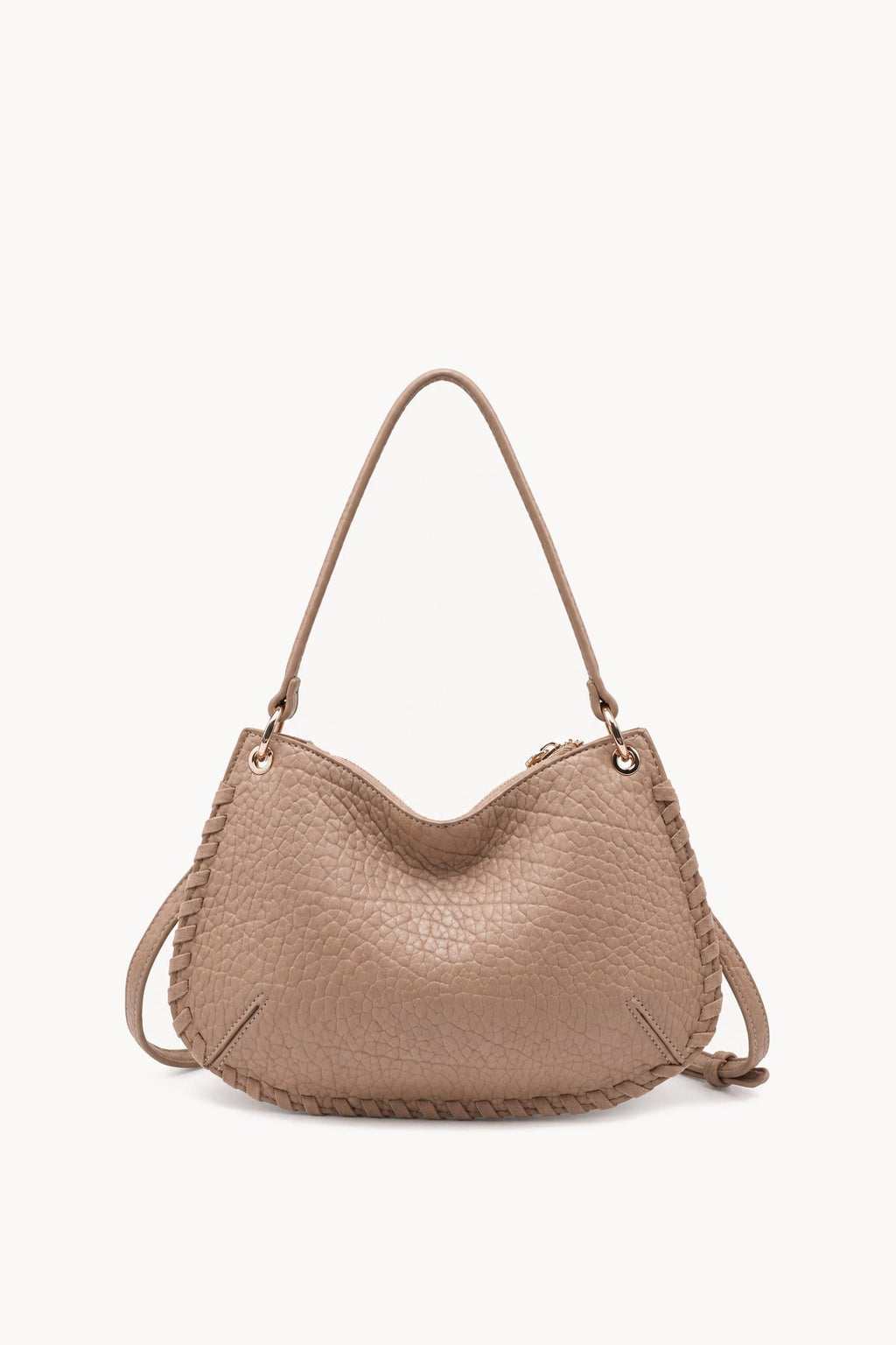 Borsa a spalla con cuciture decorative Taupe