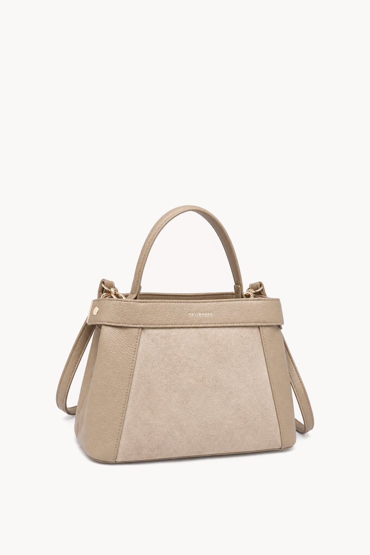 Borsa a mano effetto scamosciato con fascia decorativa
