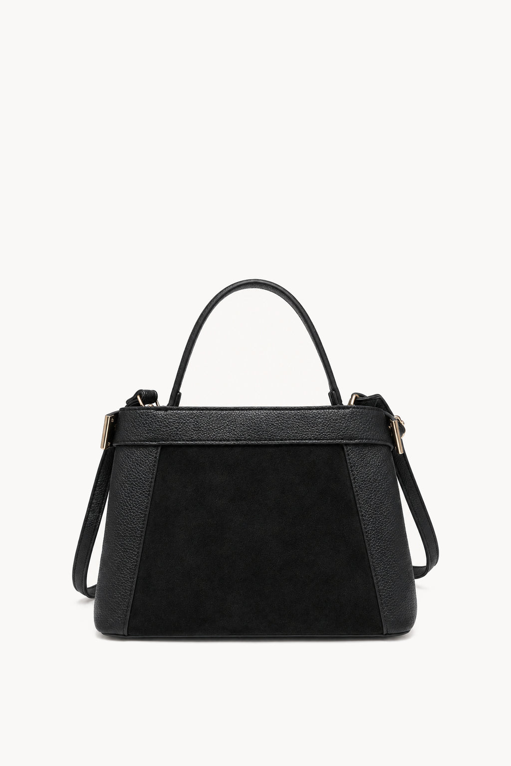 Borsa a mano effetto scamosciato con fascia decorativa