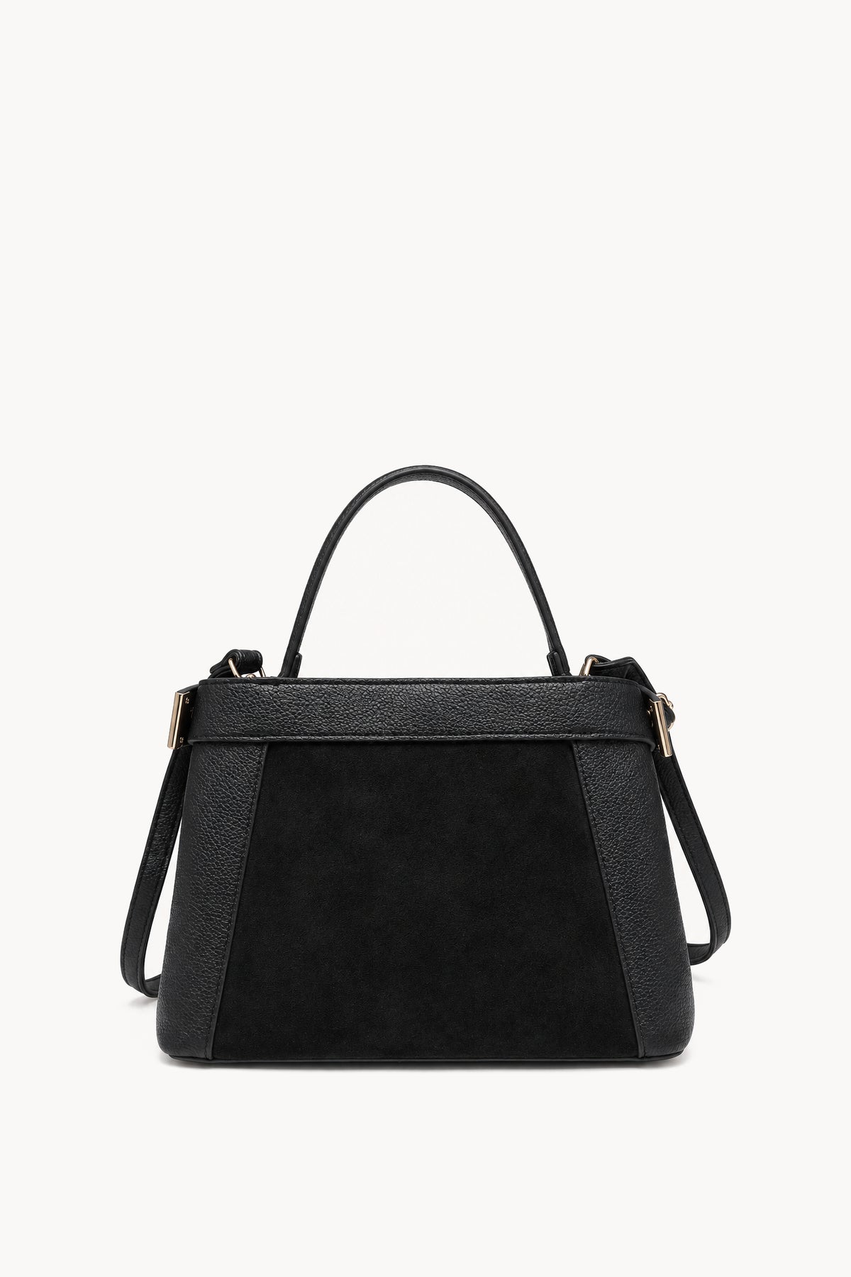 Borsa a mano effetto scamosciato con fascia decorativa