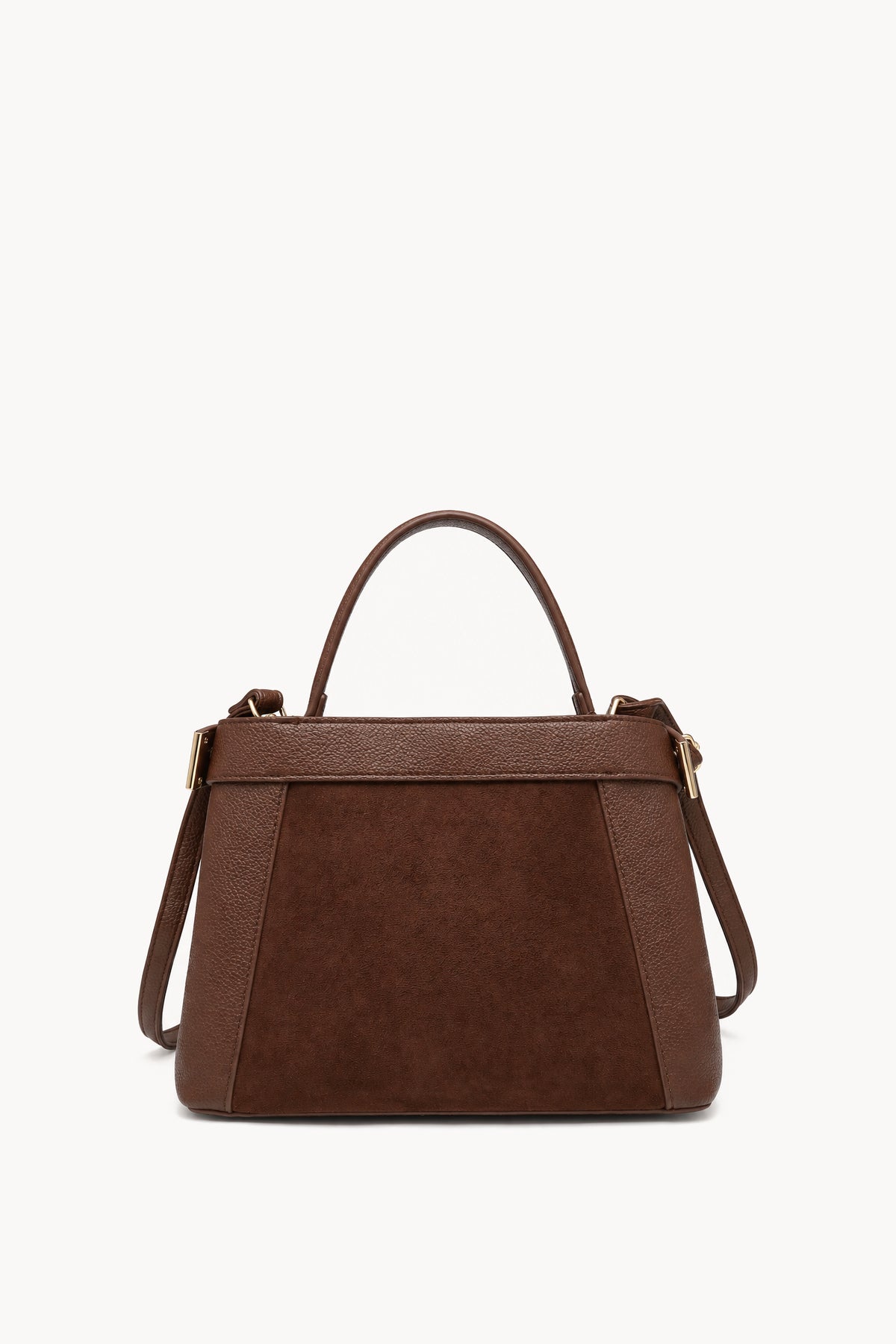 Borsa a mano effetto scamosciato con fascia decorativa