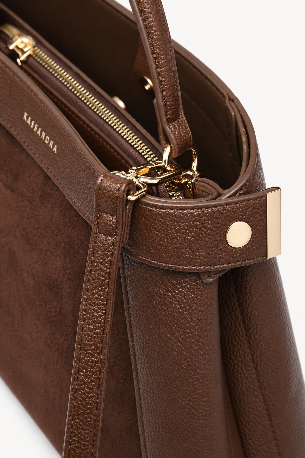 Borsa a mano effetto scamosciato con fascia decorativa