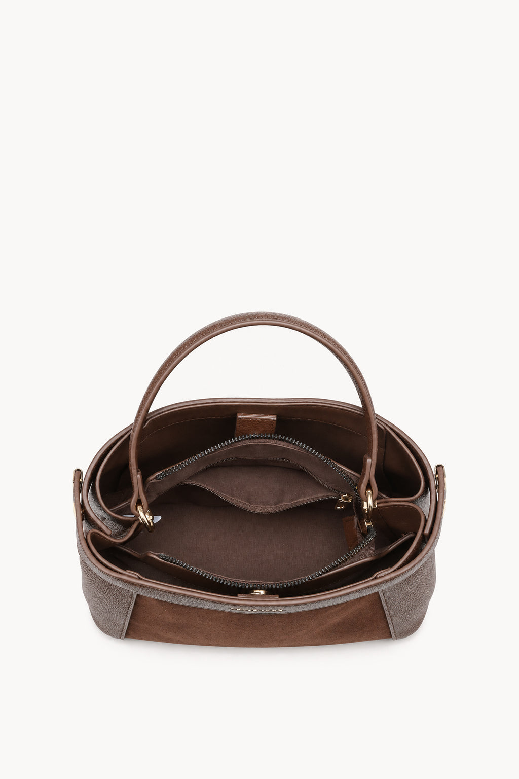 Borsa a mano effetto scamosciato con fascia decorativa