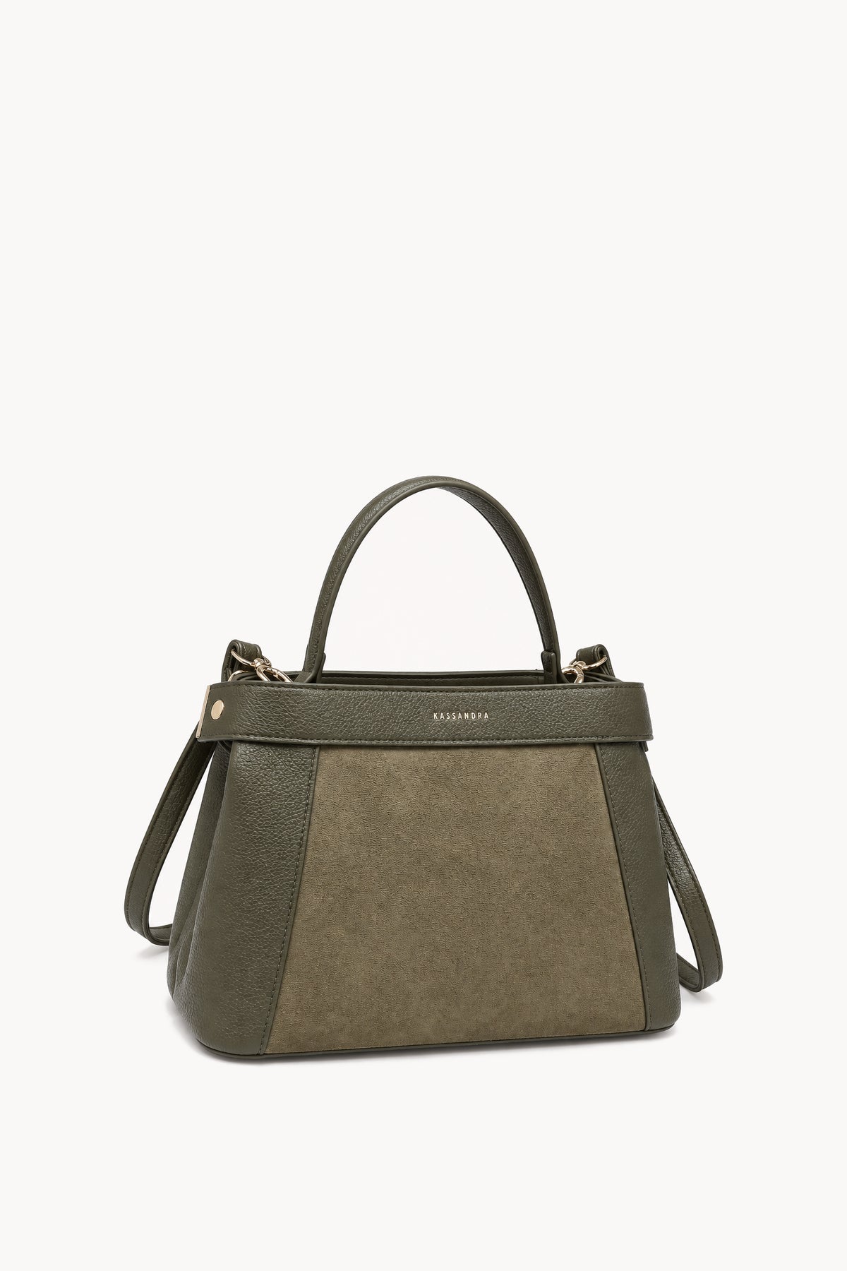 Borsa a mano effetto scamosciato con fascia decorativa