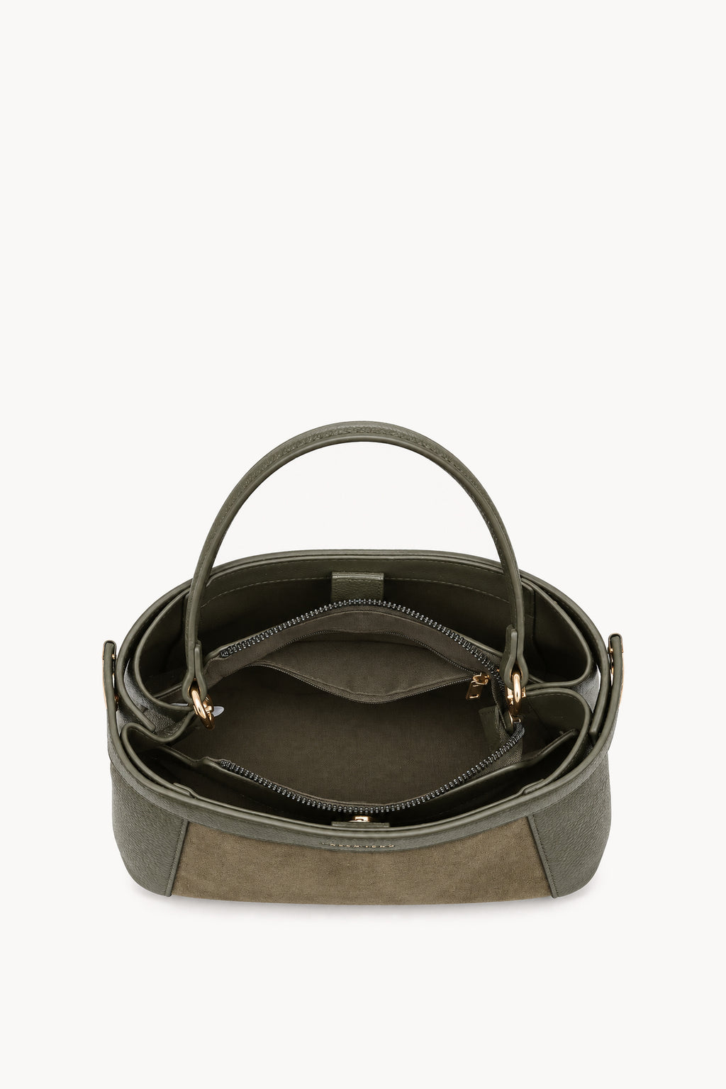 Borsa a mano effetto scamosciato con fascia decorativa