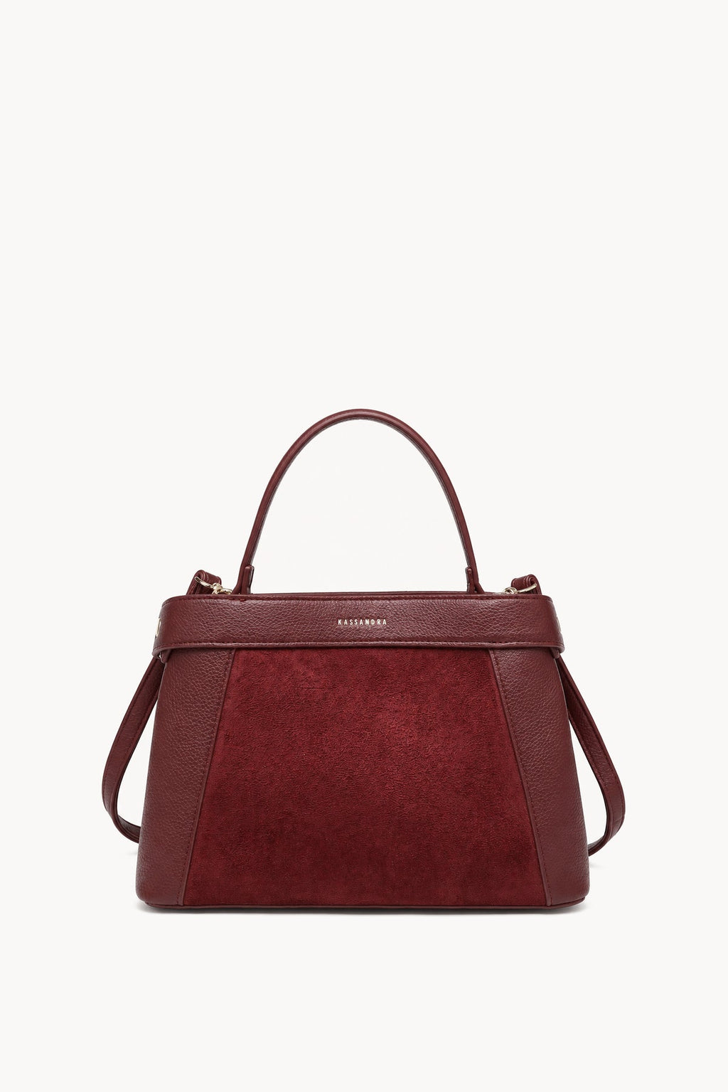 Borsa a mano effetto scamosciato con fascia decorativa Red