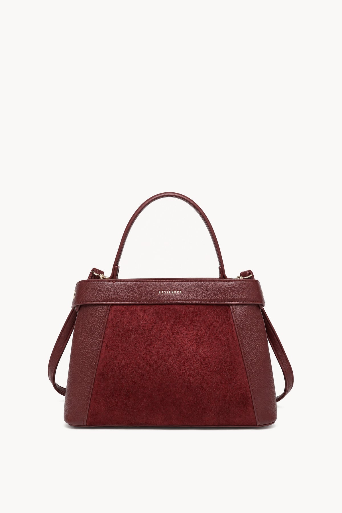 Borsa a mano effetto scamosciato con fascia decorativa Red